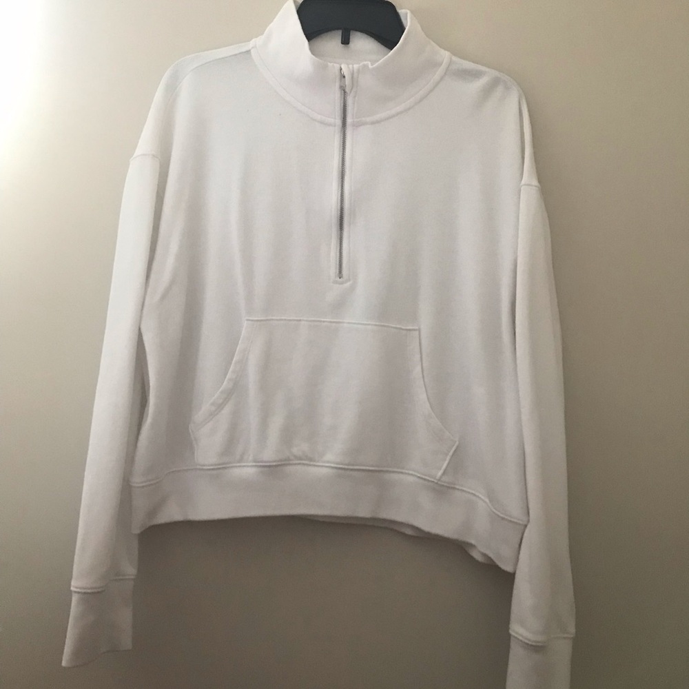 Aerie White half-zip sweatshirt